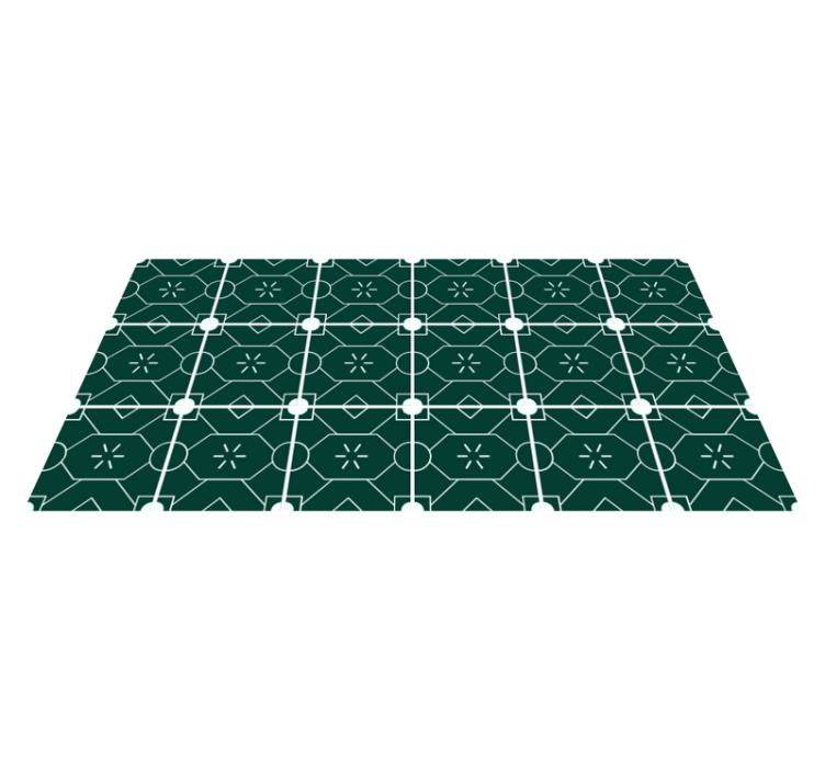 Tile vinyl rug geometric green arrangement - TenStickers