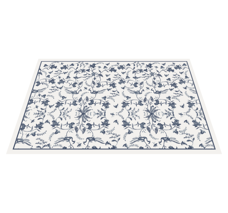 Azure blossom floral vinyl rug - TenStickers