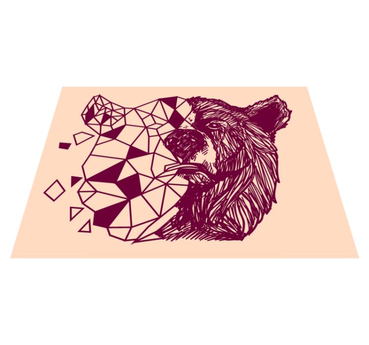 Geometric bear head animal vinyl rug - TenStickers