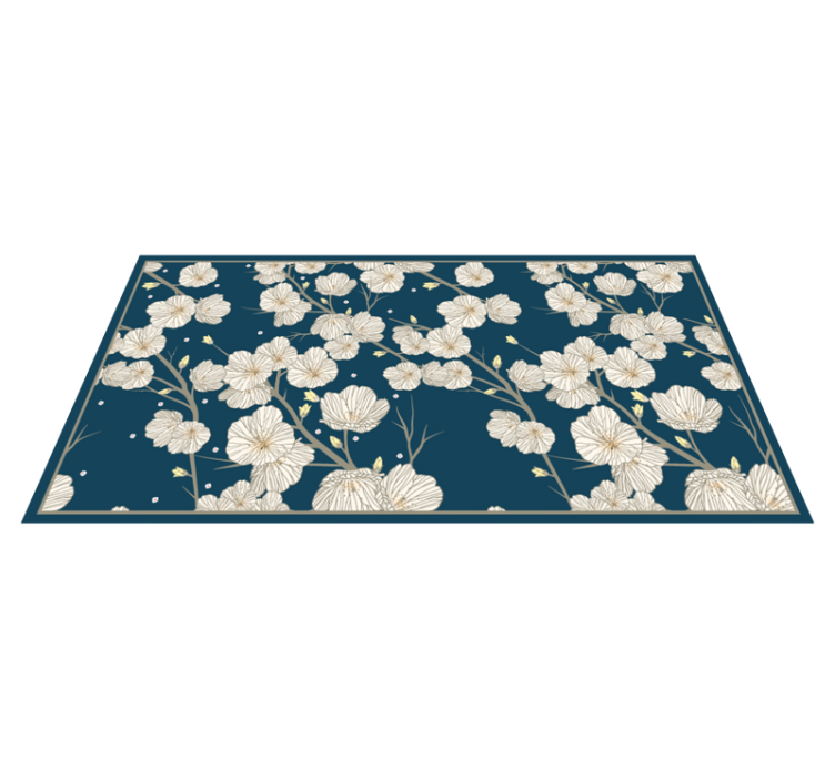 Flourishing botanical motif floral vinyl rug - TenStickers