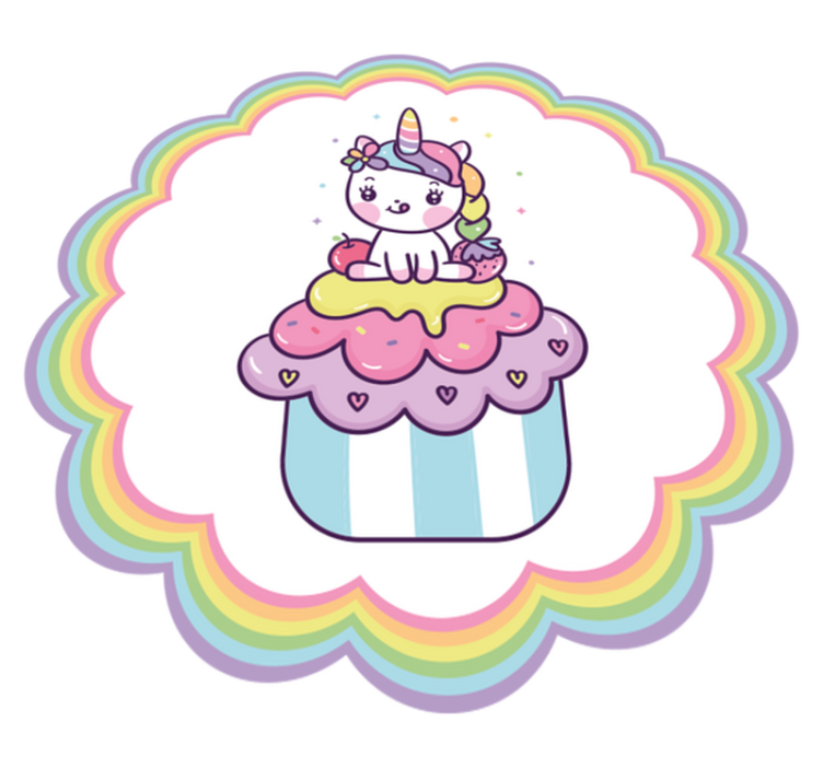 Unicorn in a cupcake kids vinyl rug - TenStickers