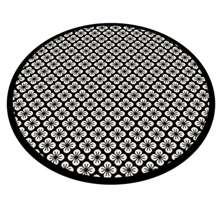 Black Flower Motif floral vinyl rug - TenStickers