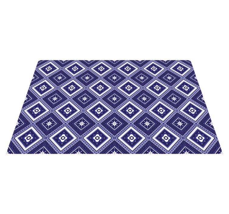 Blue diamond motif tile vinyl rug - TenStickers