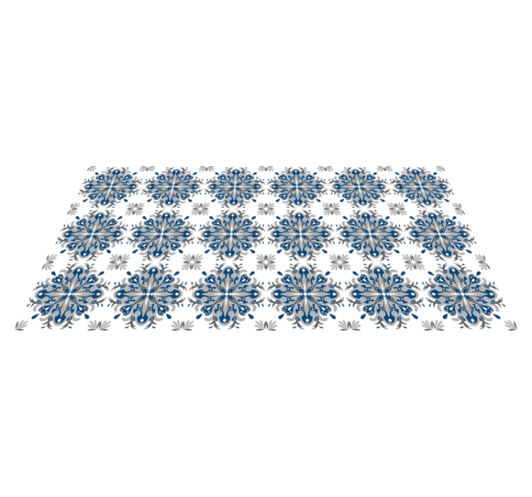 Elegant blue floral mosaic vinyl rug - TenStickers