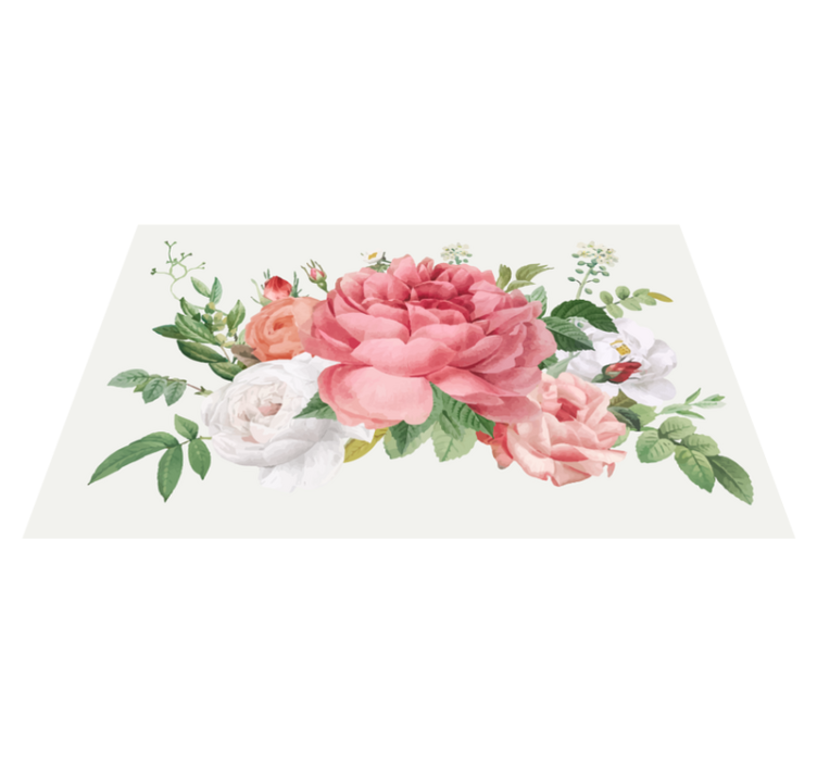 Floral vinyl rug vibrant floral arrangement - TenStickers