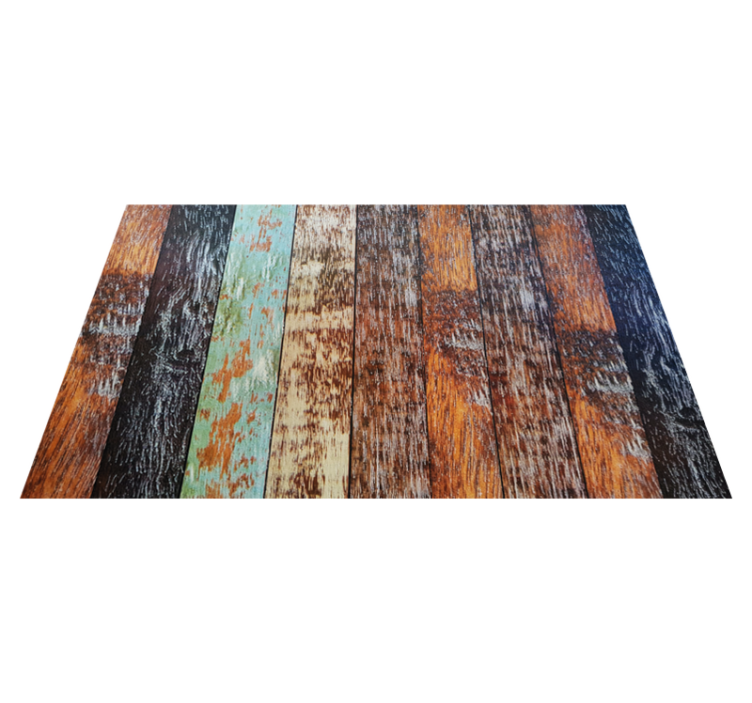 Colorful worn planks bathroom vinyl rug - TenStickers