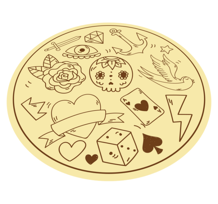 Tattoo symbols teen vinyl rug - TenStickers