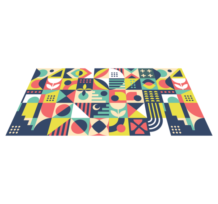 Lively shapes geometric vinyl rug - TenStickers
