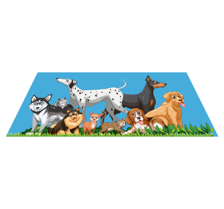 Dogs gathering kids vinyl rug - TenStickers