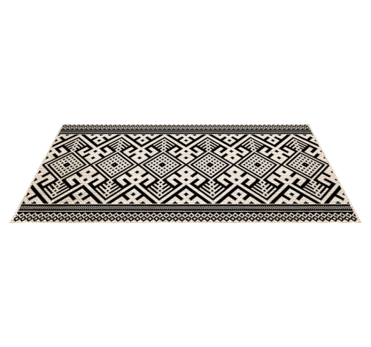 Geometric vinyl rug in black and white design - TenStickers