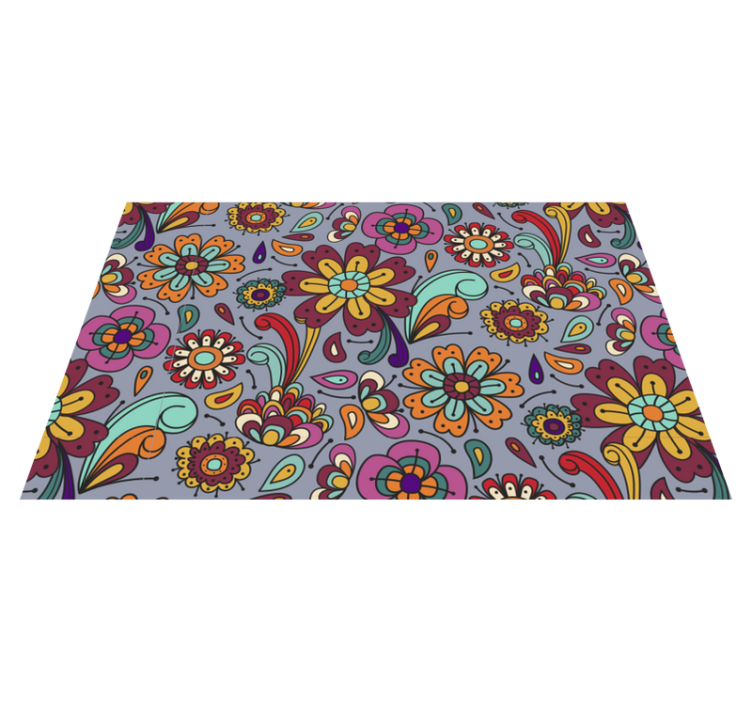Floral vinyl rug with lively botanical designs - TenStickers