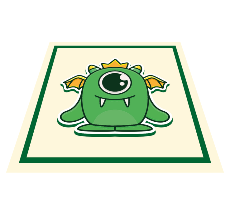 Green baby monster kids vinyl rug - TenStickers