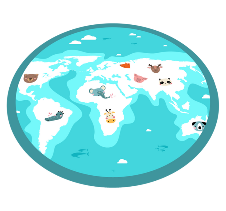 World animal map kids vinyl rug - TenStickers