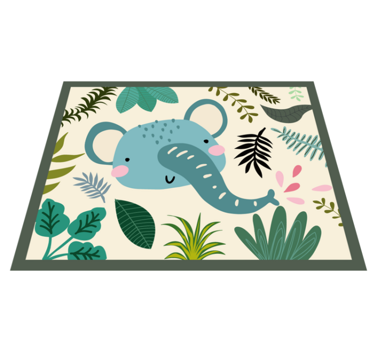 Elephant illustration nursery vinyl rug - TenStickers