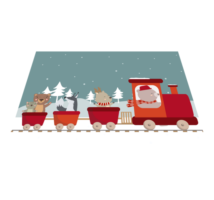 Animal Train Adventure kids vinyl rug - TenStickers