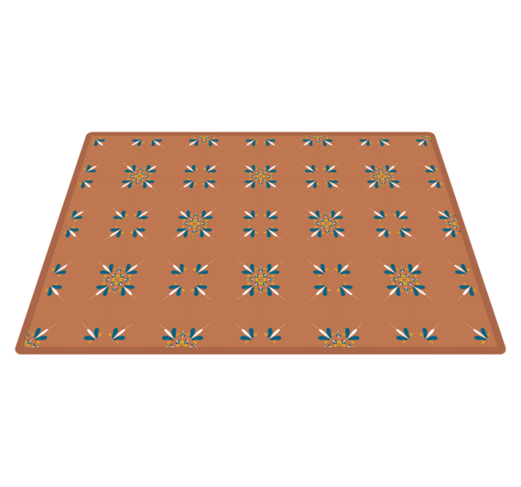 Terracotta tiles with blue pattern tile carpet - TenStickers