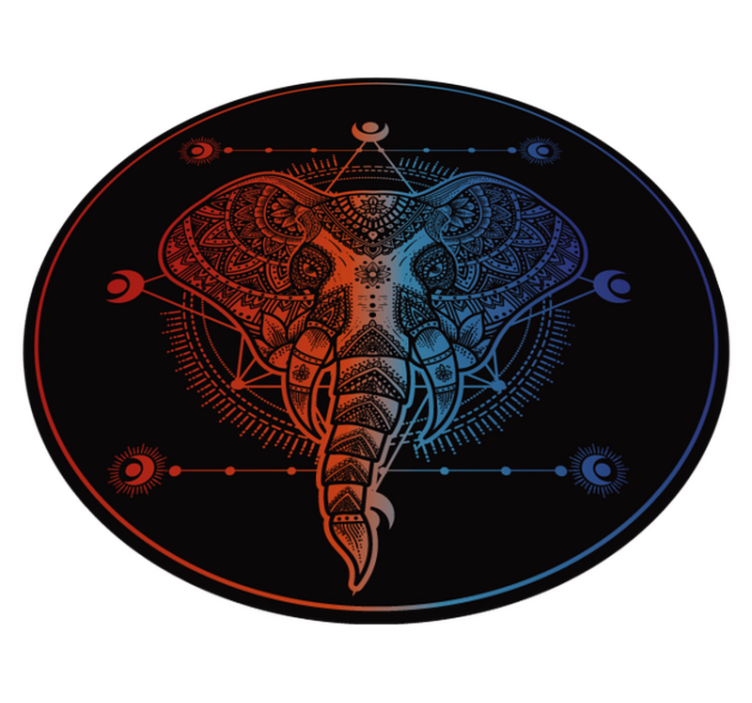 Elephant Art mandala vinyl rug - TenStickers