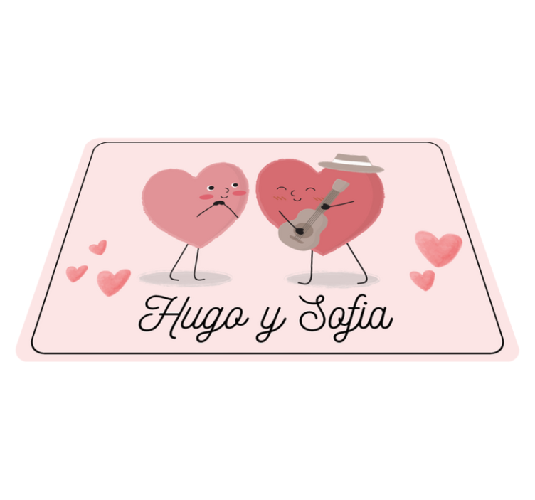 Duo hearts with name bedroom vinyl rug - TenStickers