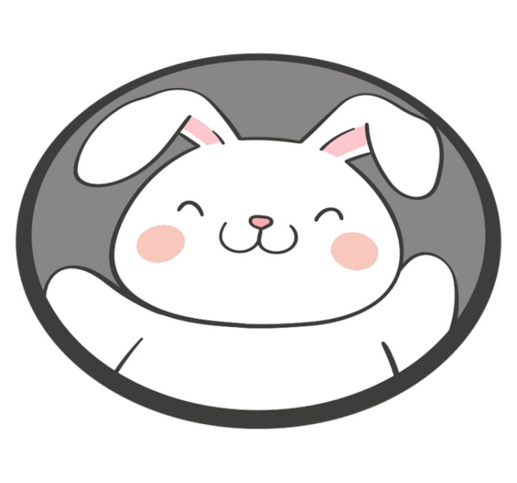 White bunny design kids vinyl rug - TenStickers