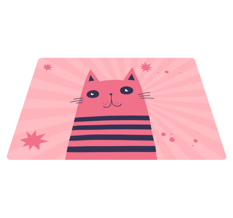 Pink cat illustration kids vinyl rug - TenStickers