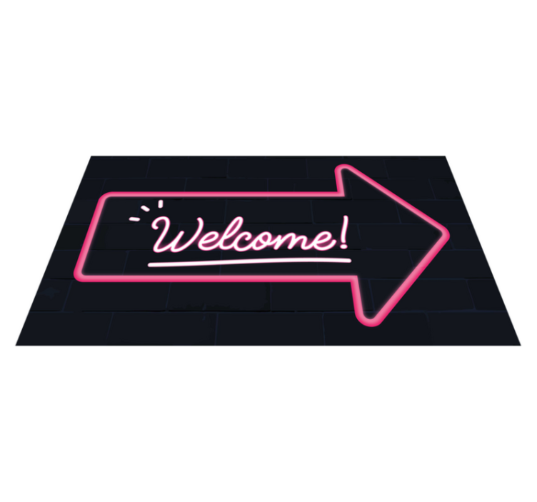 Welcome pink arrow entrance hall vinyl rug - TenStickers