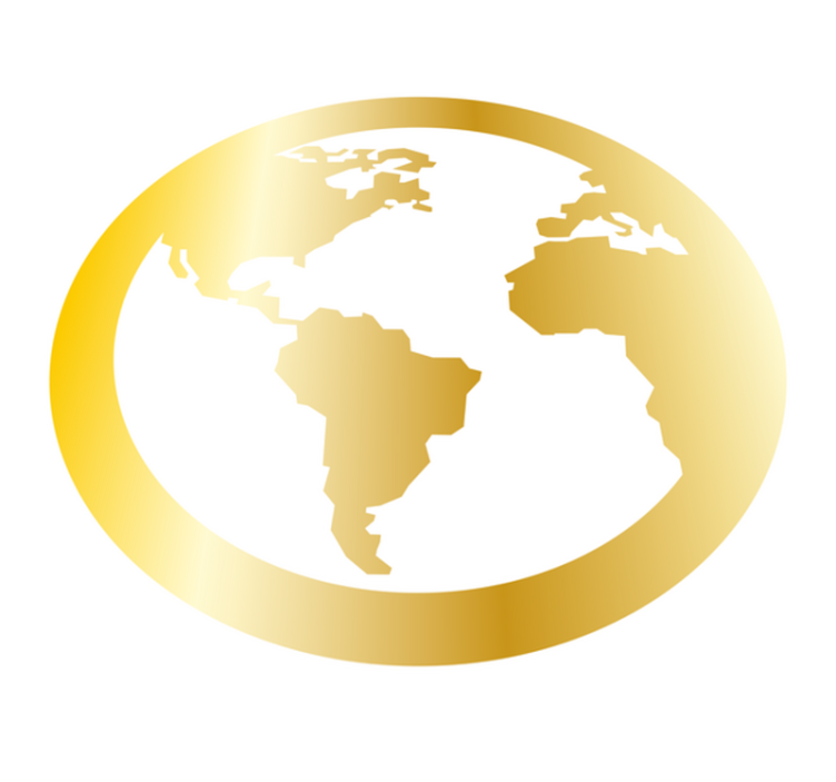 Golden Globe Motif world map vinyl rug - TenStickers