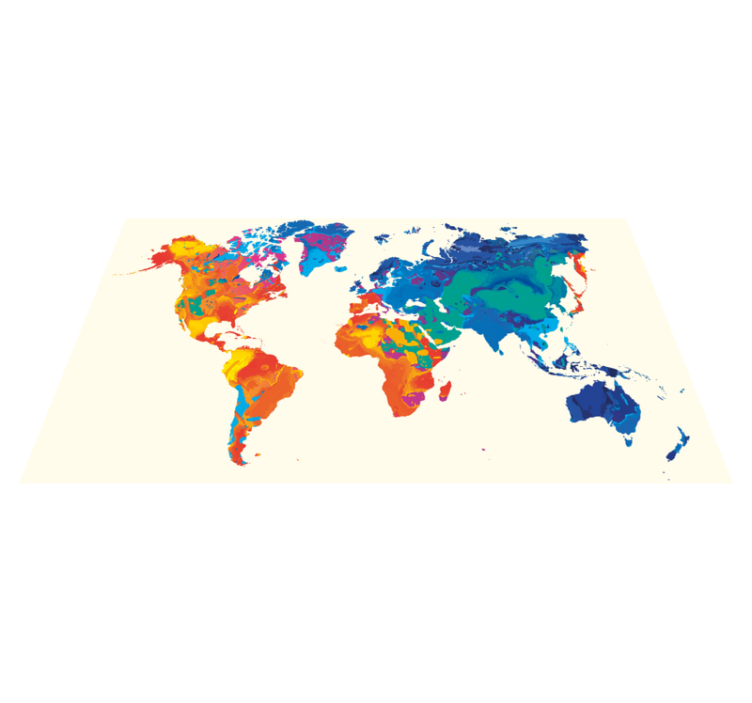 World map vinyl rug vivid global atlas - TenStickers