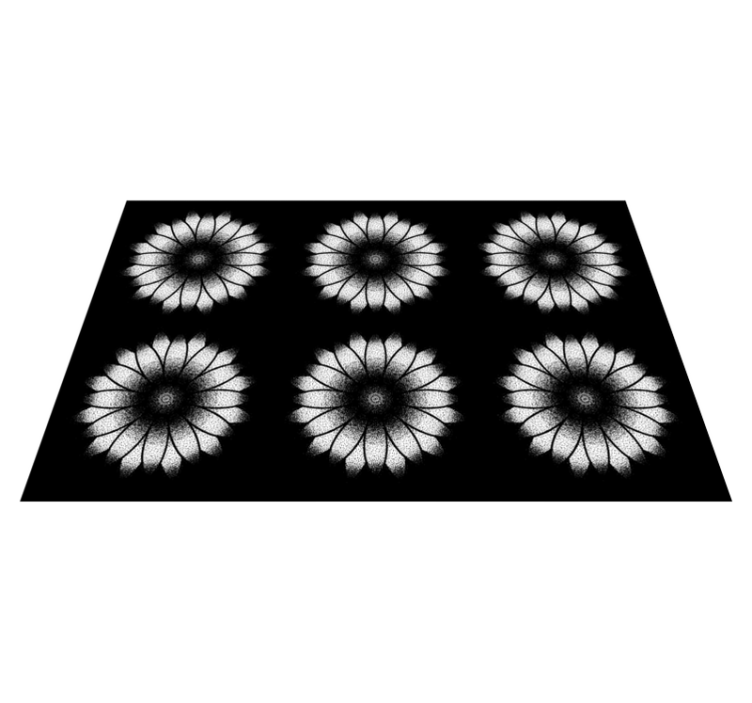 Black and white inspiration floral vinyl rug - TenStickers