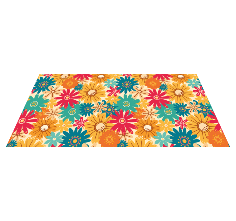 Floral vinyl rug with vibrant flower design - TenStickers