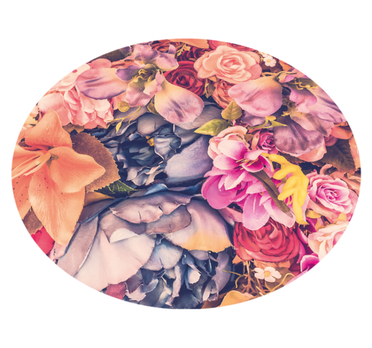 Blooming Circular Arrangement floral vinyl rug - TenStickers