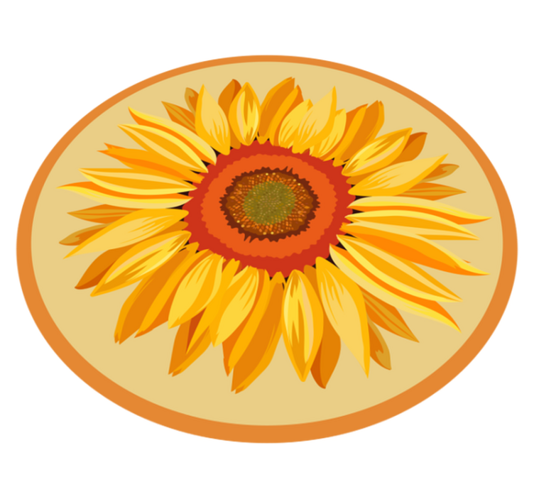 Sunflower Round floral vinyl rug - TenStickers