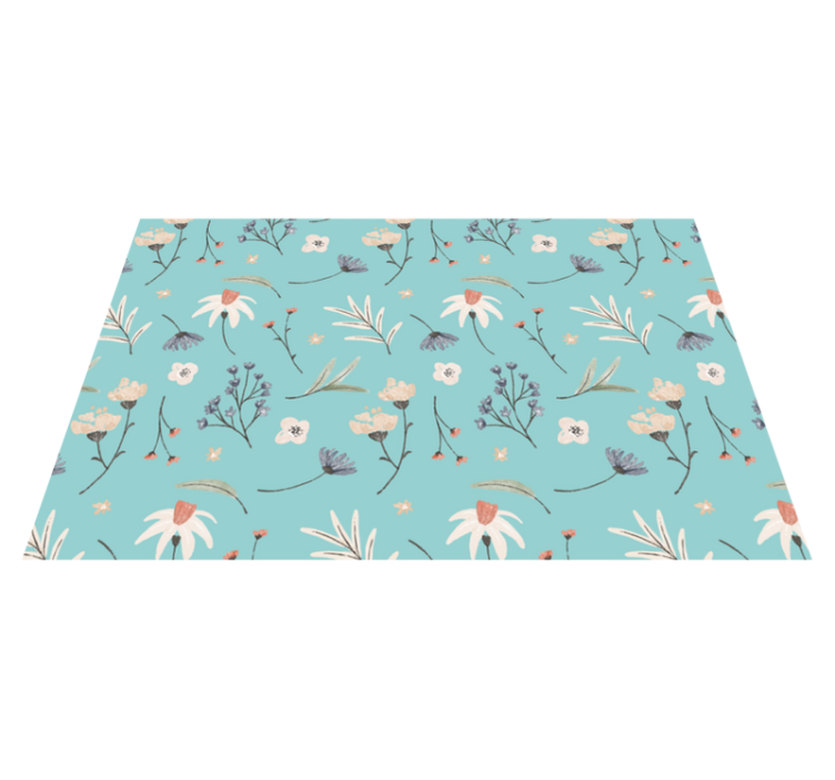 Floral vinyl rug with blooming floral designs - TenStickers