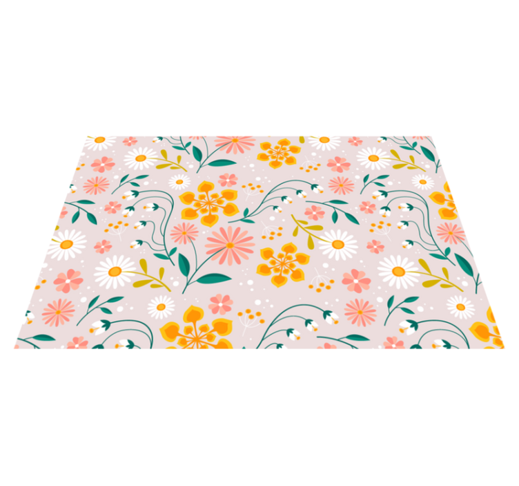 Floral vinyl rug with daisy field design - TenStickers