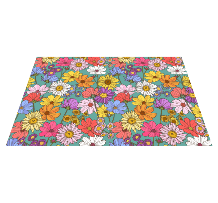 Bright colorful motif floral vinyl rug - TenStickers