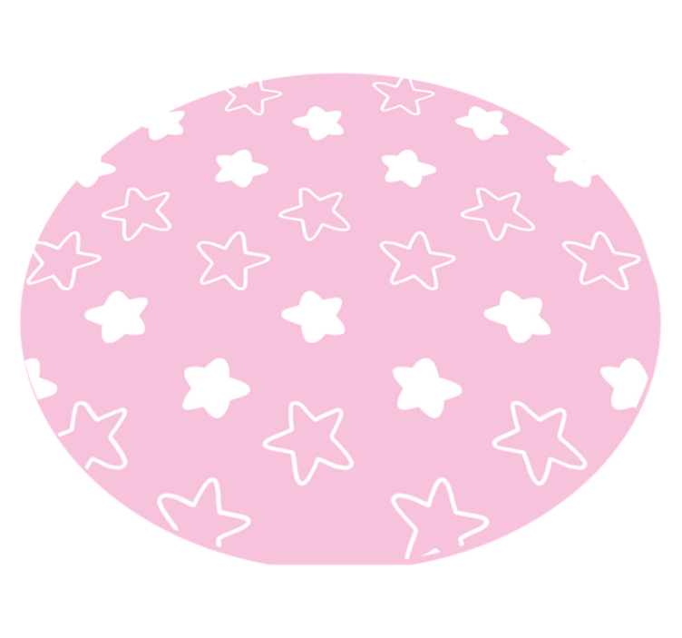 Pink Star Pattern circular vinyl rug - TenStickers