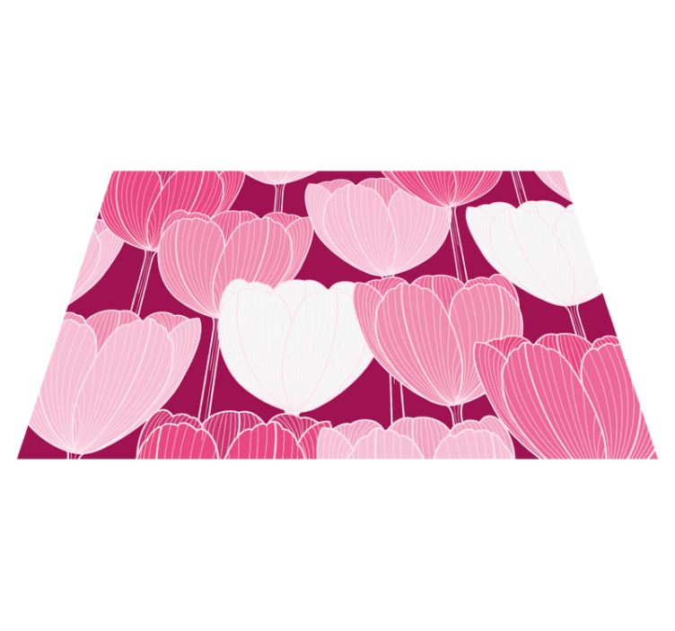 Pink tulip elements floral vinyl rug - TenStickers