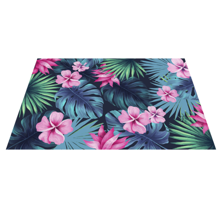 Tropical floral motif floral vinyl rug - TenStickers