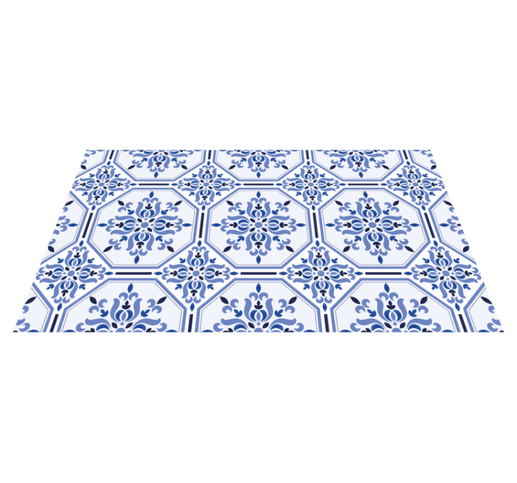 Azure blossom elements tile vinyl rug - TenStickers