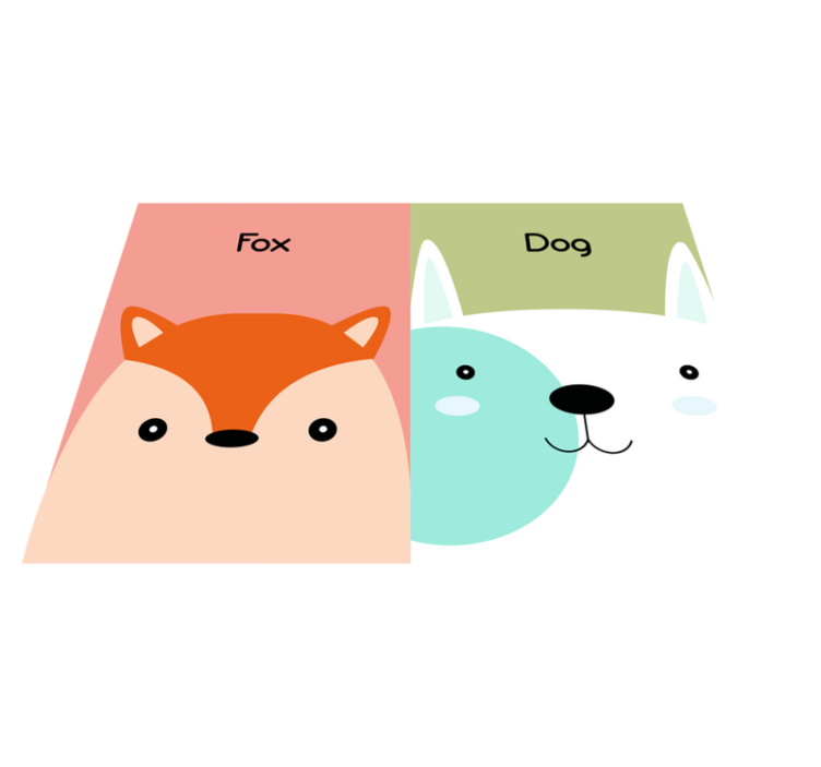 Fox and dog faces kids vinyl rug - TenStickers