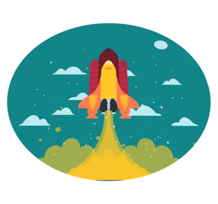 Rocket launch star vinyl rug - TenStickers