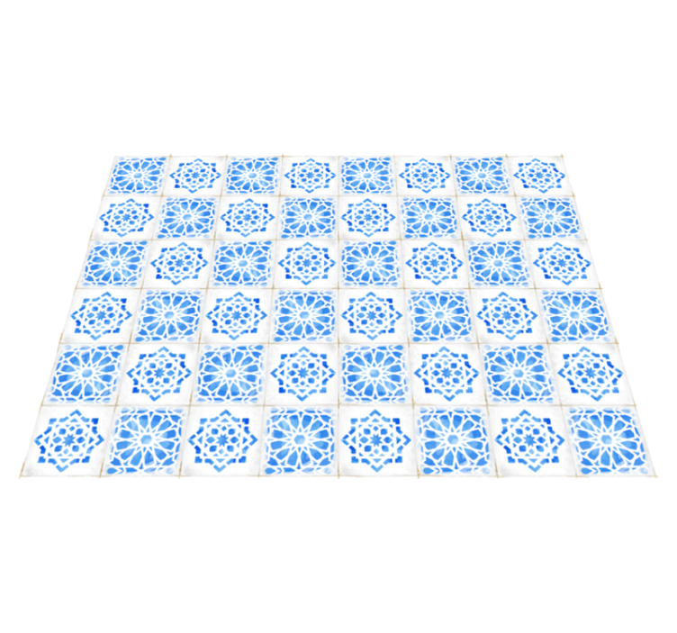 Intricate Blue Patterns tile vinyl rug - TenStickers