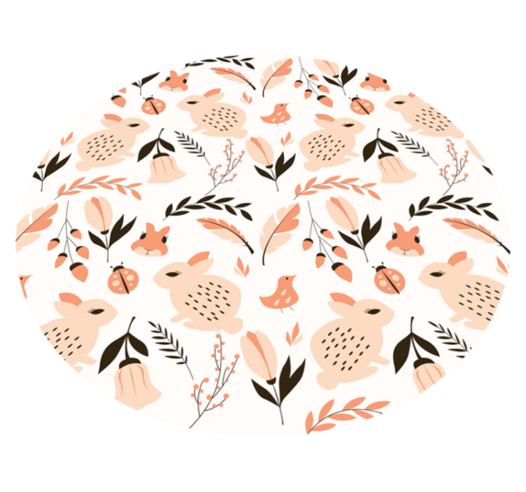 Gentle Bunny Floral kids vinyl rug - TenStickers