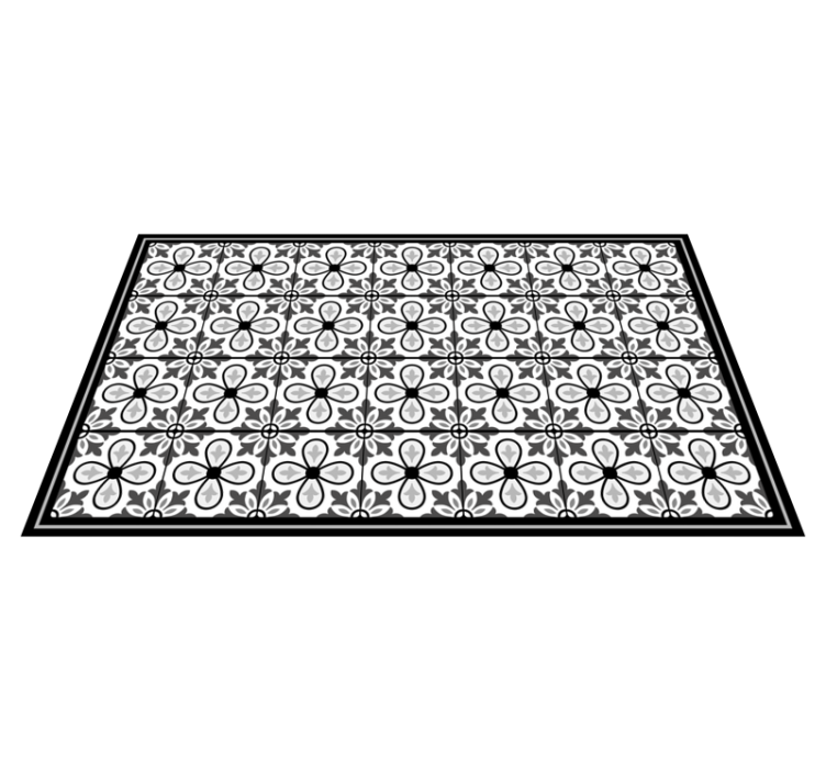 Grey floral motif tile vinyl rug - TenStickers