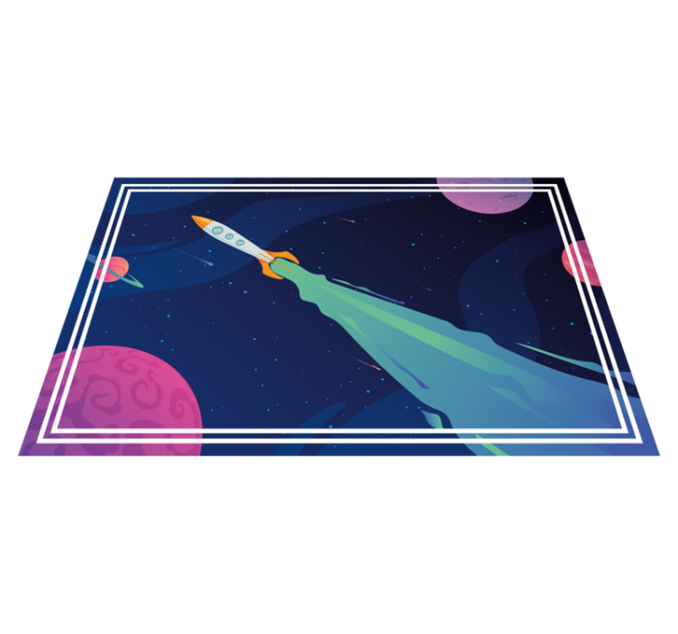 Spaceship in Orbit star vinyl rug - TenStickers