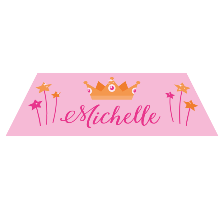 Wands and crown with name kids vinyl rug - TenStickers