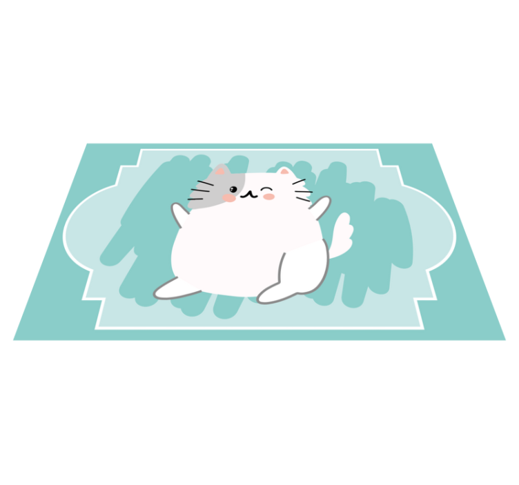 Cute Cat Illustration nursery vinyl rug - TenStickers
