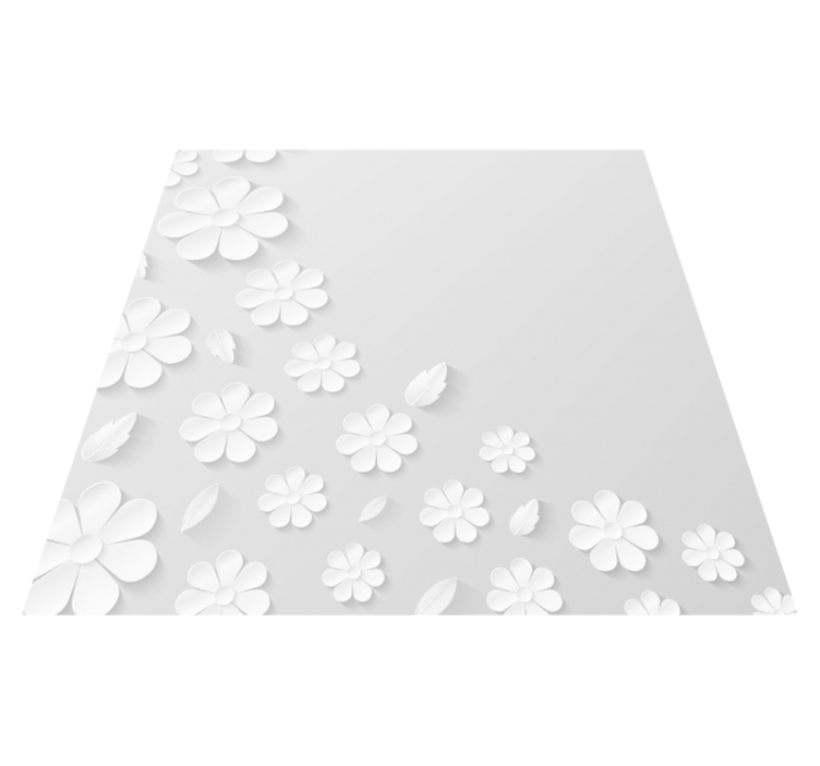 White floral pattern floral vinyl rug - TenStickers