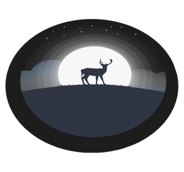 Stag Under Moon circular vinyl rug - TenStickers