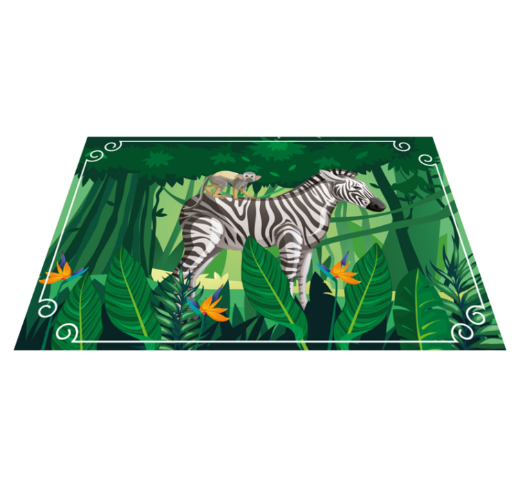 Zebra and monkey animal vinyl rug - TenStickers