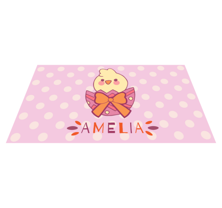 Pink chick with name nursery vinyl rug - TenStickers